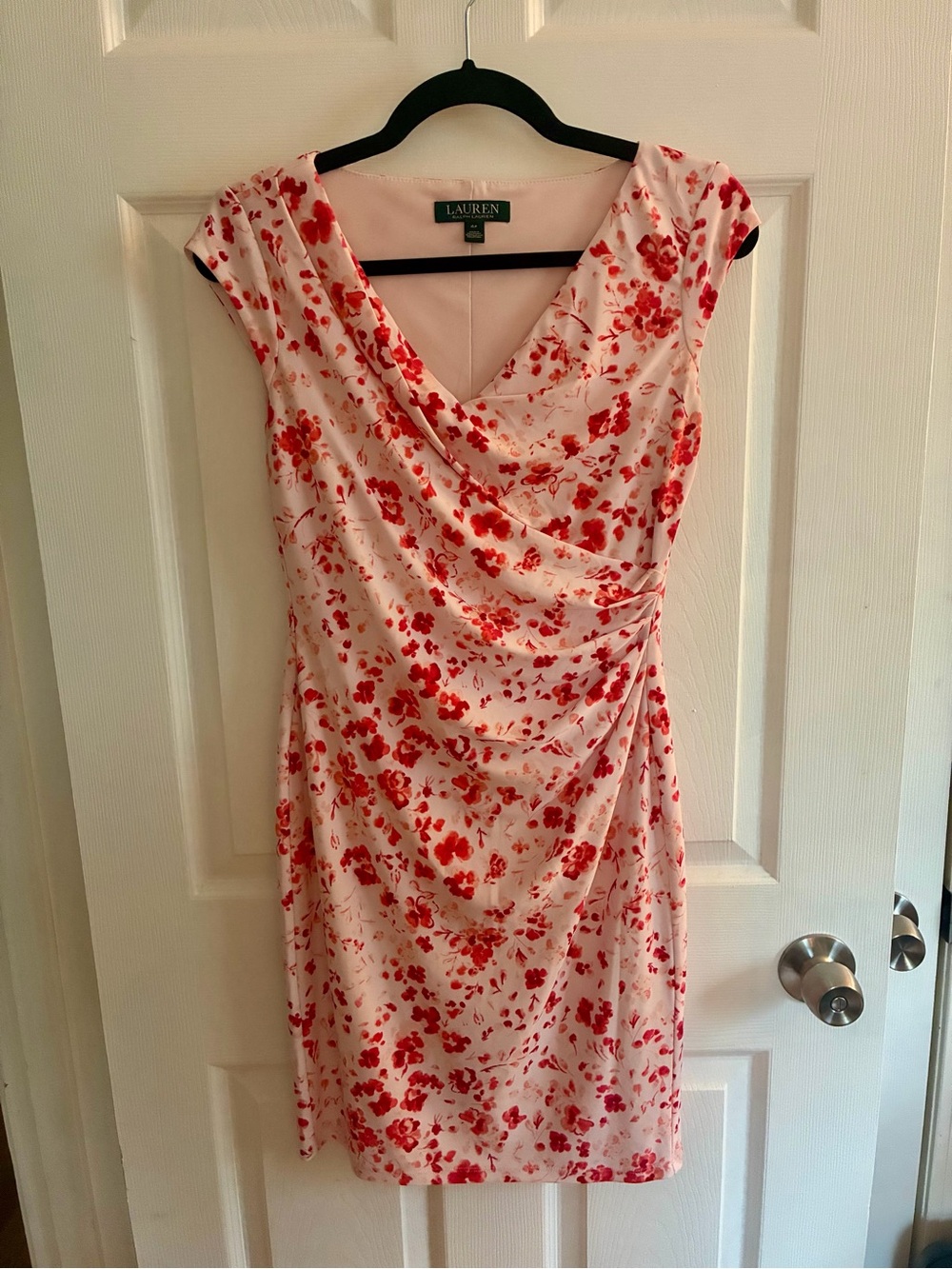 Ralph Lauren Pink Dress with Red Floral Print